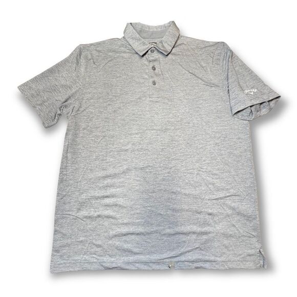 Callaway Opti-Dri Heather Grey Button Up Short Sleeve Golf Polo Shirt Sz L - Picture 3 of 10